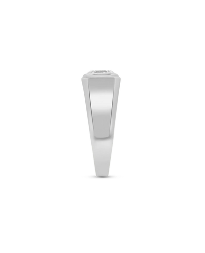 3.00 Carat Lab-grown Asscher Cut Men's Ring | 14kt White Gold