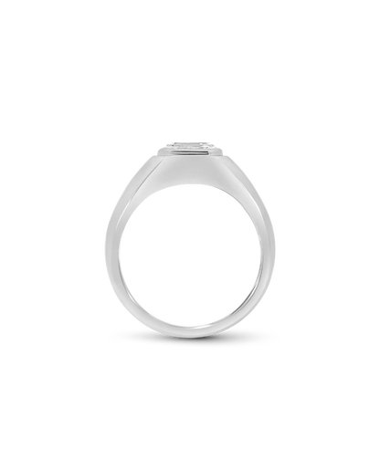 3.00 Carat Lab-grown Asscher Cut Men's Ring | 14kt White Gold