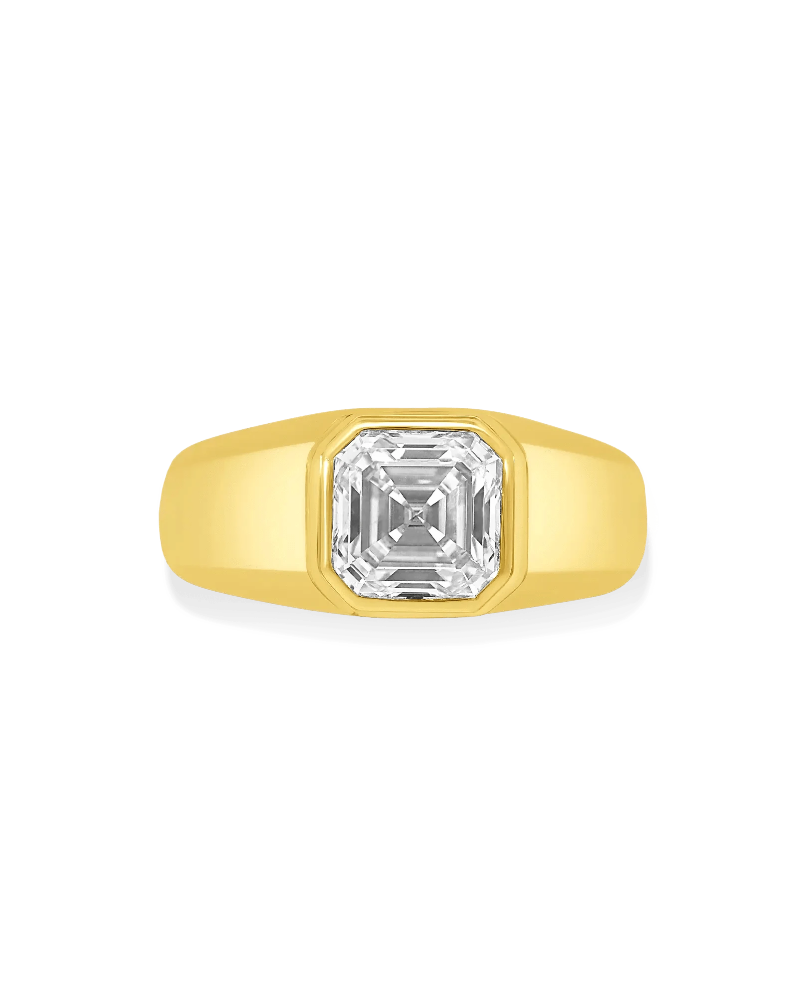 3.00 Carat Lab-grown Asscher Cut Men's Ring | 14kt Yellow Gold