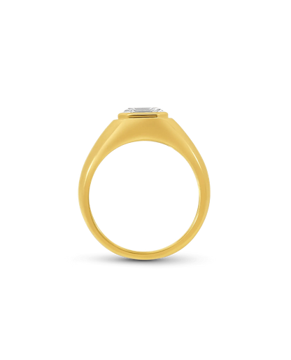 3.00 Carat Lab-grown Asscher Cut Men's Ring | 14kt Yellow Gold