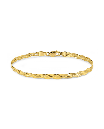 6.5" 3MM Braided Herringbone bracelet | 10kt Yellow Gold