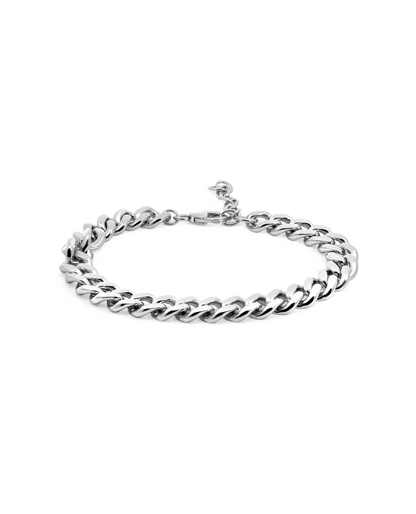 6.5-7.5" 7.5MM Bold Curb bracelet | Silver