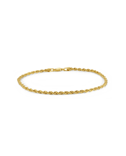 7.5" 2MM Rope bracelet | 10kt Yellow Gold