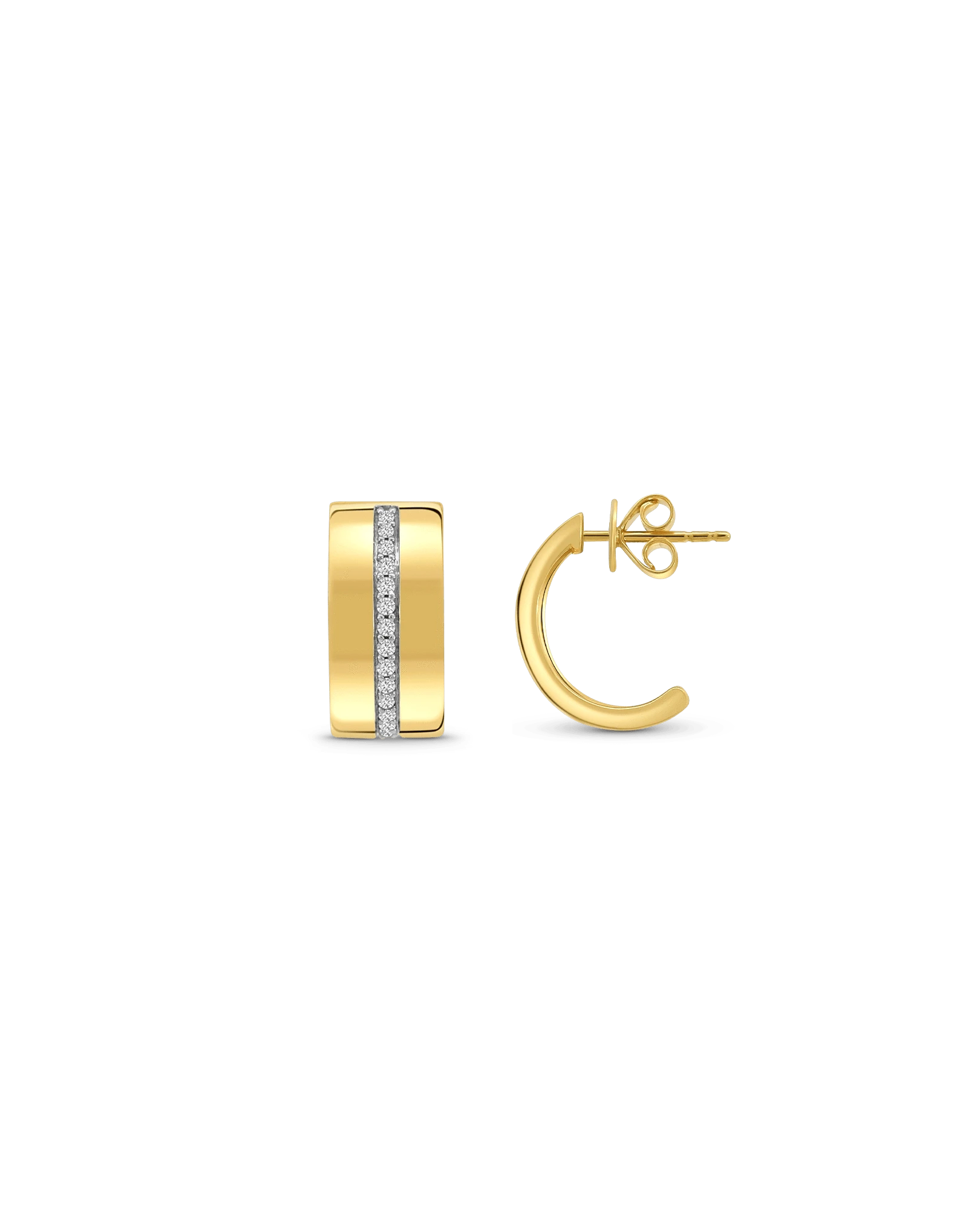 8MM Cigar Semi-Hoop Earrings .26 Carat TW Diamond | 10kt Yellow Gold