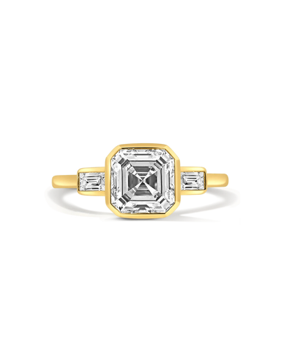 Bezel Engagement Ring 2.24 Carat TW Lab-grown Square Emerald Diamond | 14kt Yellow Gold