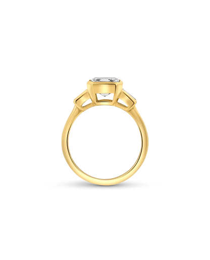 Bezel Engagement Ring 2.24 Carat TW Lab-grown Square Emerald Diamond | 14kt Yellow Gold