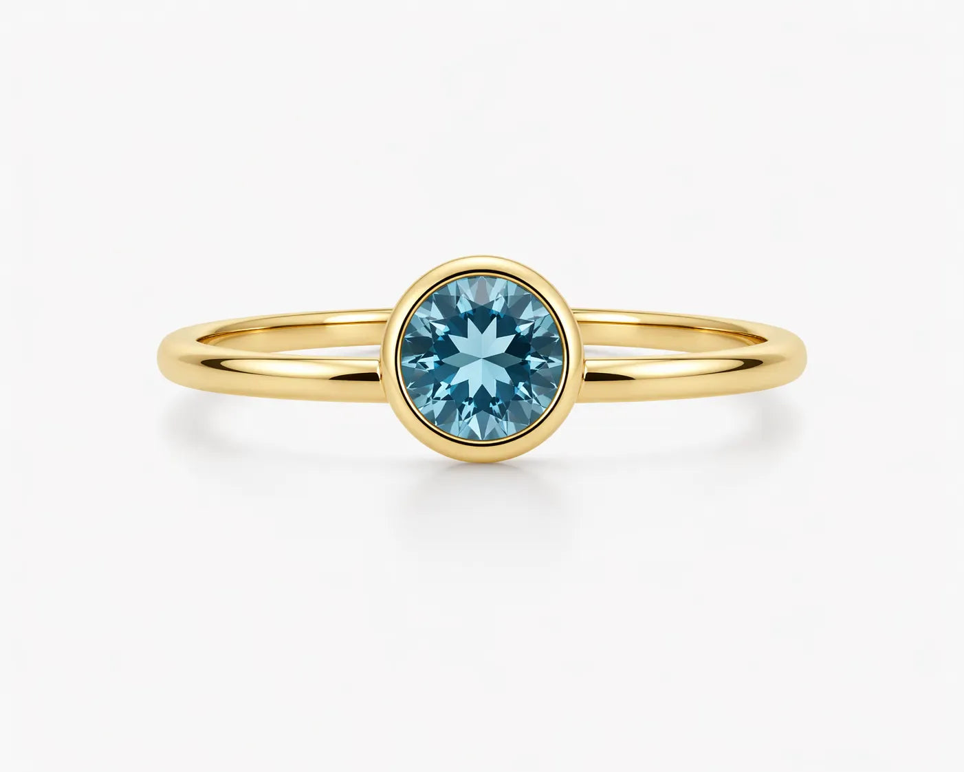 Bezel Swiss Blue Topaz Ring | 10kt Yellow Gold