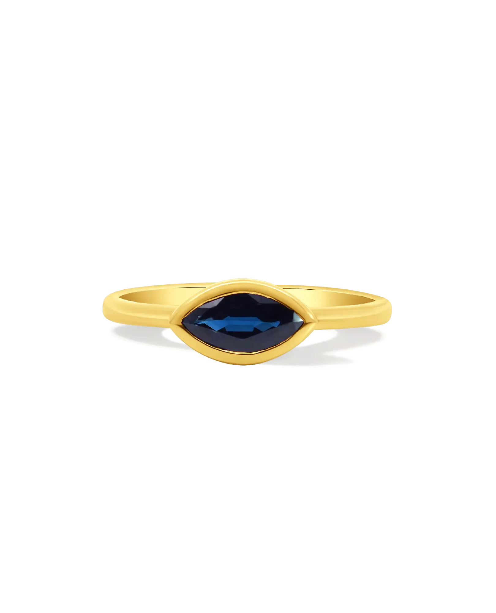 Blue Sapphire Bezel Ring | 14kt Yellow Gold