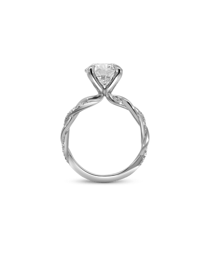 Braided Band Solitaire Engagement Ring 3.18 Carat TW Lab-grown Round Brilliant Diamond | 14kt White Gold