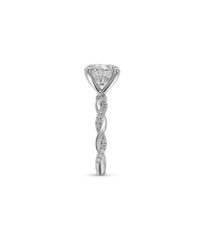 Braided Band Solitaire Engagement Ring 3.18 Carat TW Lab-grown Round Brilliant Diamond | 14kt White Gold