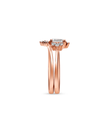 Bridal Set .75 Carat TW Emerald Cut Diamond | 14kt Rose Gold