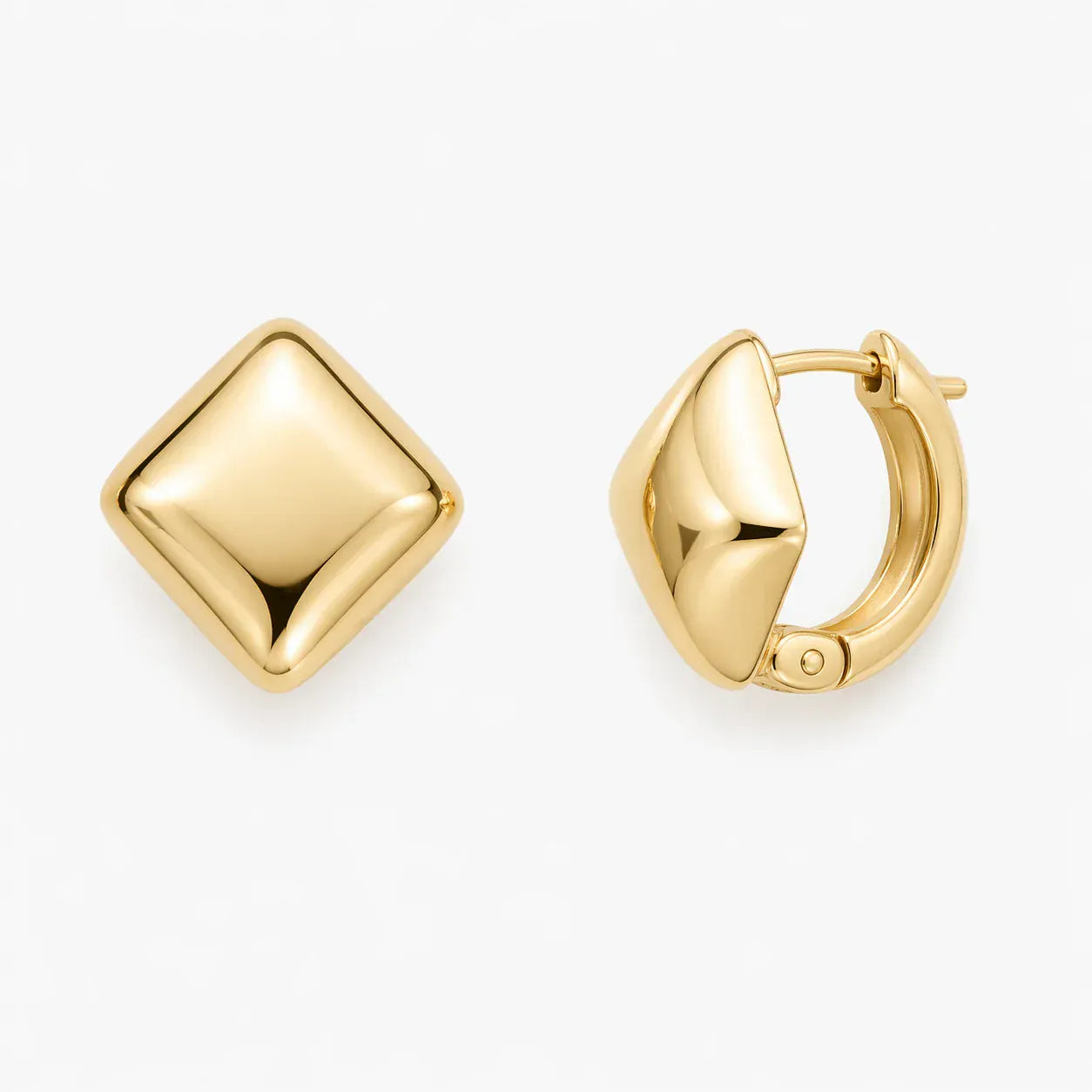 Bubble Square Hoop Earrings | 10kt Yellow Gold
