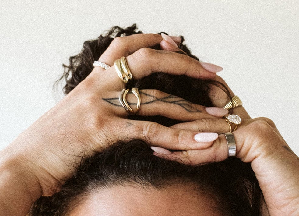 Valentine's Shop with the most gifted jewelry like stacking rings in yellow or white gold.
