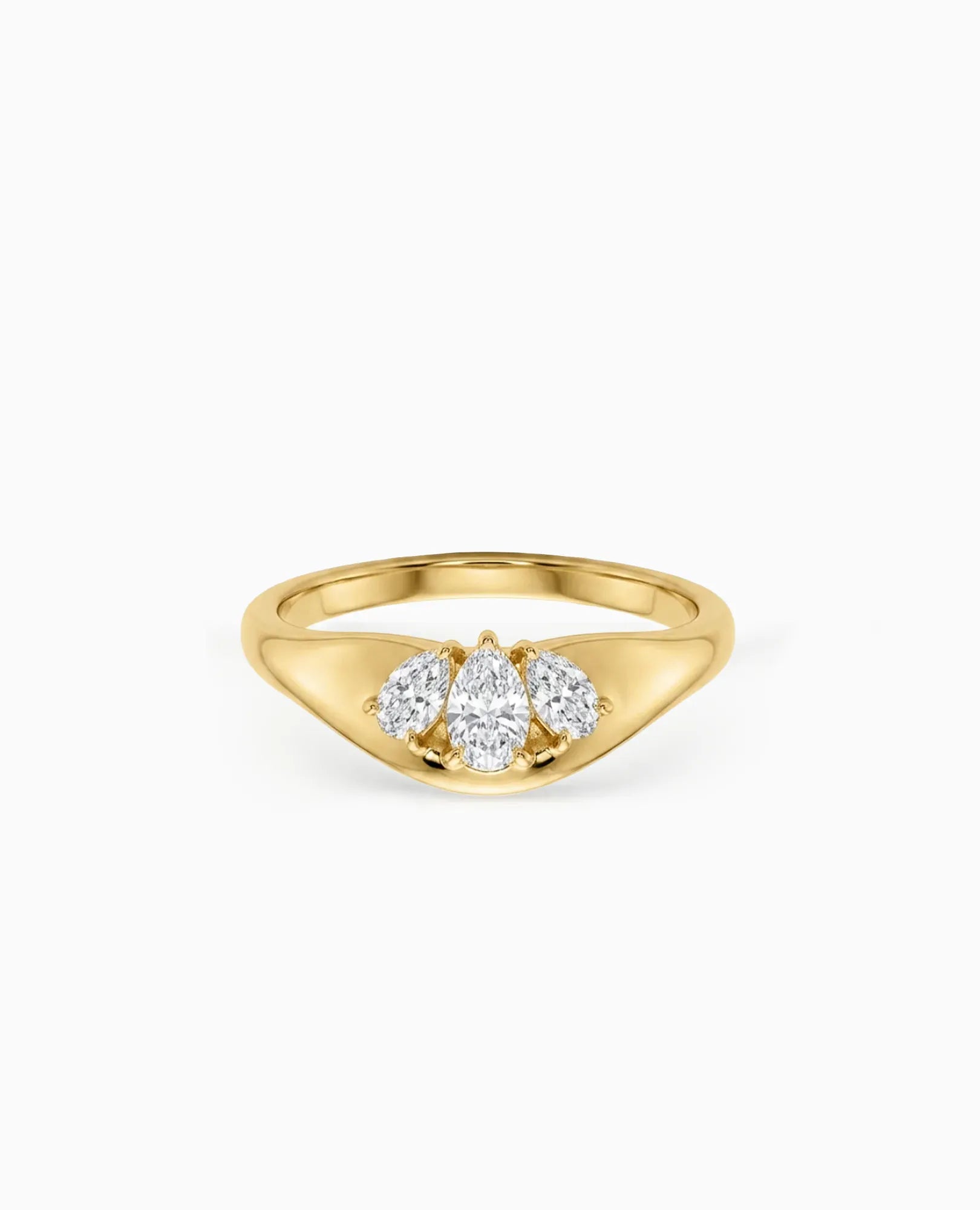 Chevron Ring .40 Carat TW Lab-grown Pear Shape Diamonds | 14kt Yellow Gold