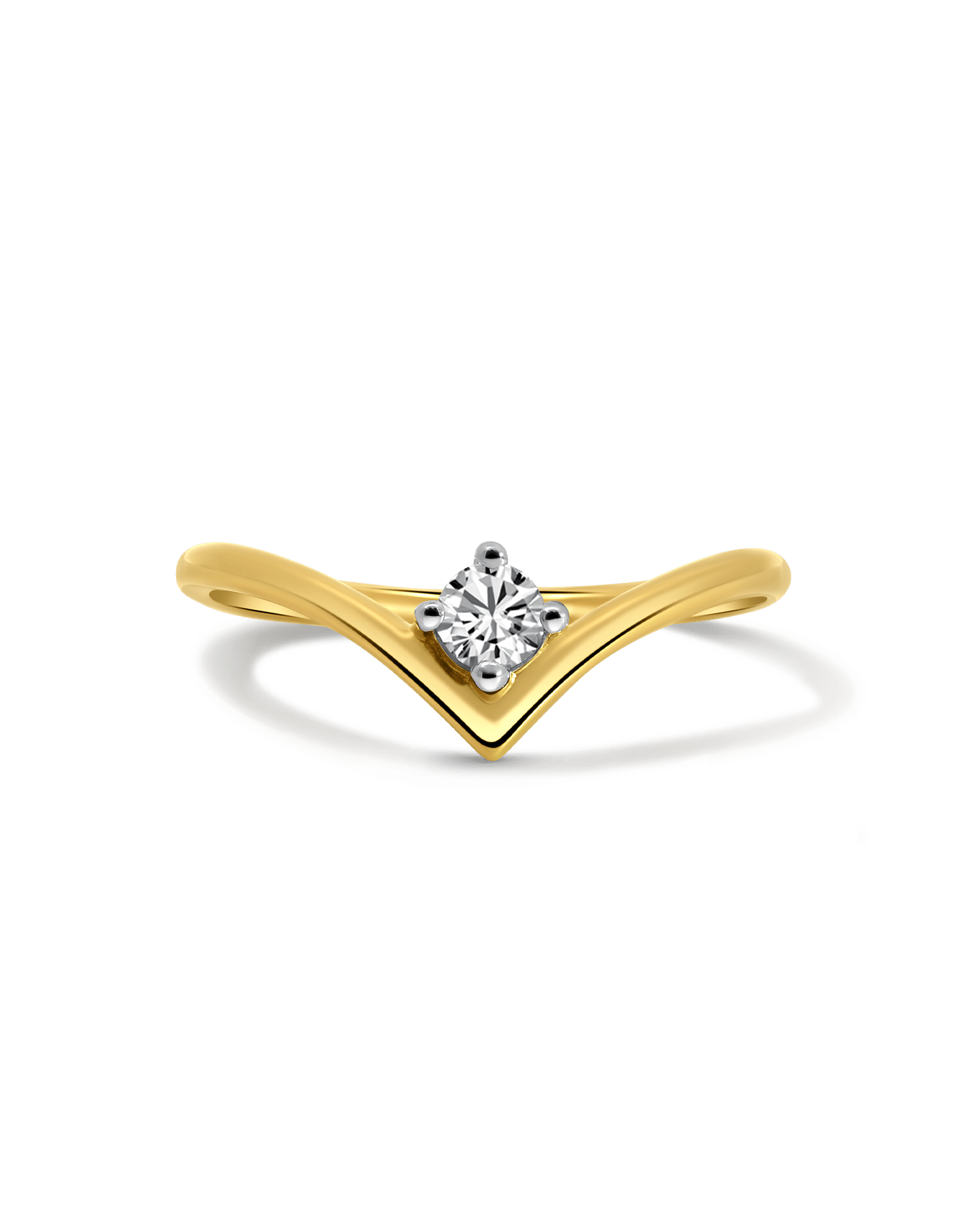 Chevron Solitaire Ring .15 Carat TW Diamond | 10kt Yellow Gold