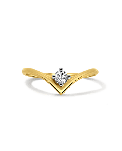 Chevron Solitaire Ring .15 Carat TW Diamond | 10kt Yellow Gold