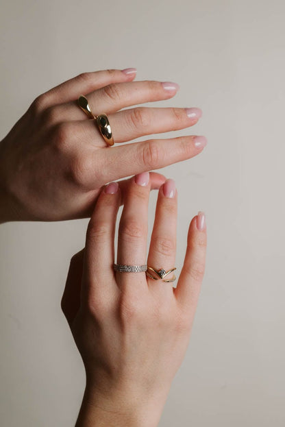 Chevron Solitaire Ring .15 Carat TW Diamond | 10kt Yellow Gold