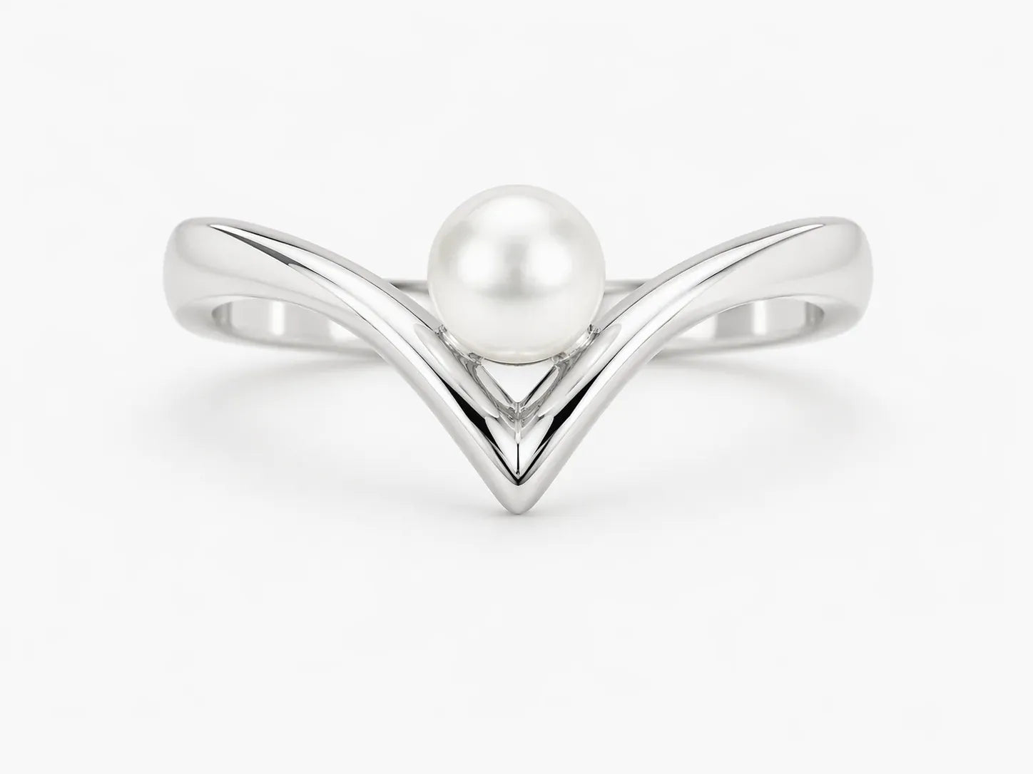 Chevron White Pearl Ring | 10kt White Gold