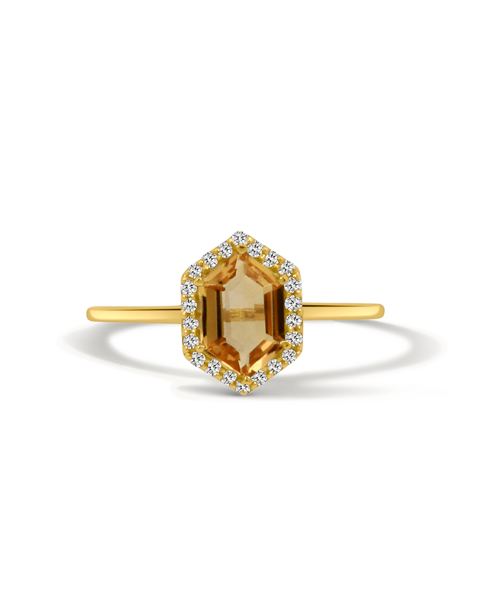 Citrine & .11 Carat TW Diamond Halo Ring | 14kt Yellow Gold