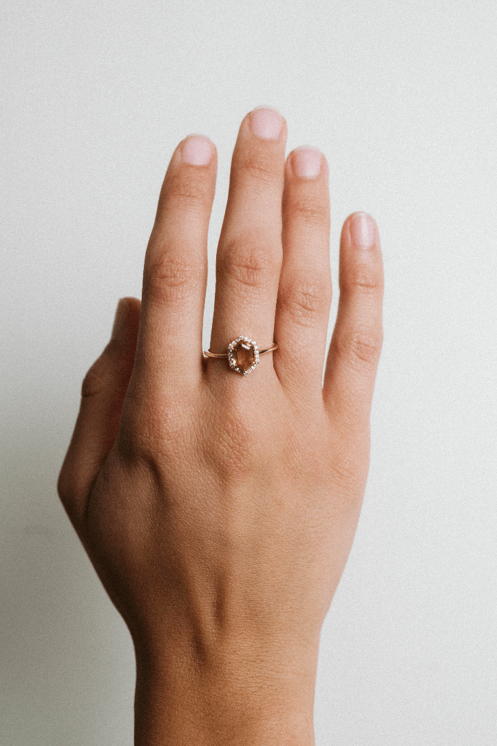 Citrine & .11 Carat TW Diamond Halo Ring | 14kt Yellow Gold