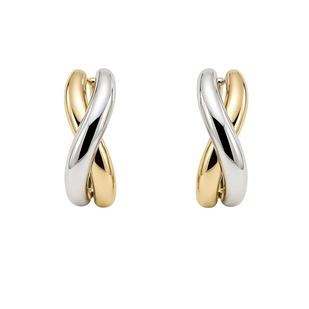 Crossover Earrings | 10kt White and Yellow Gold