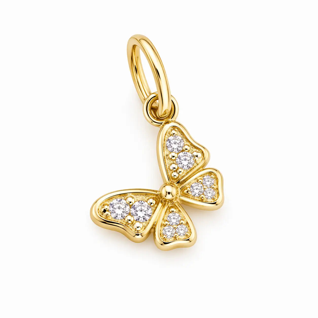 CZ Butterfly Pendant Charm | 10kt Yellow Gold