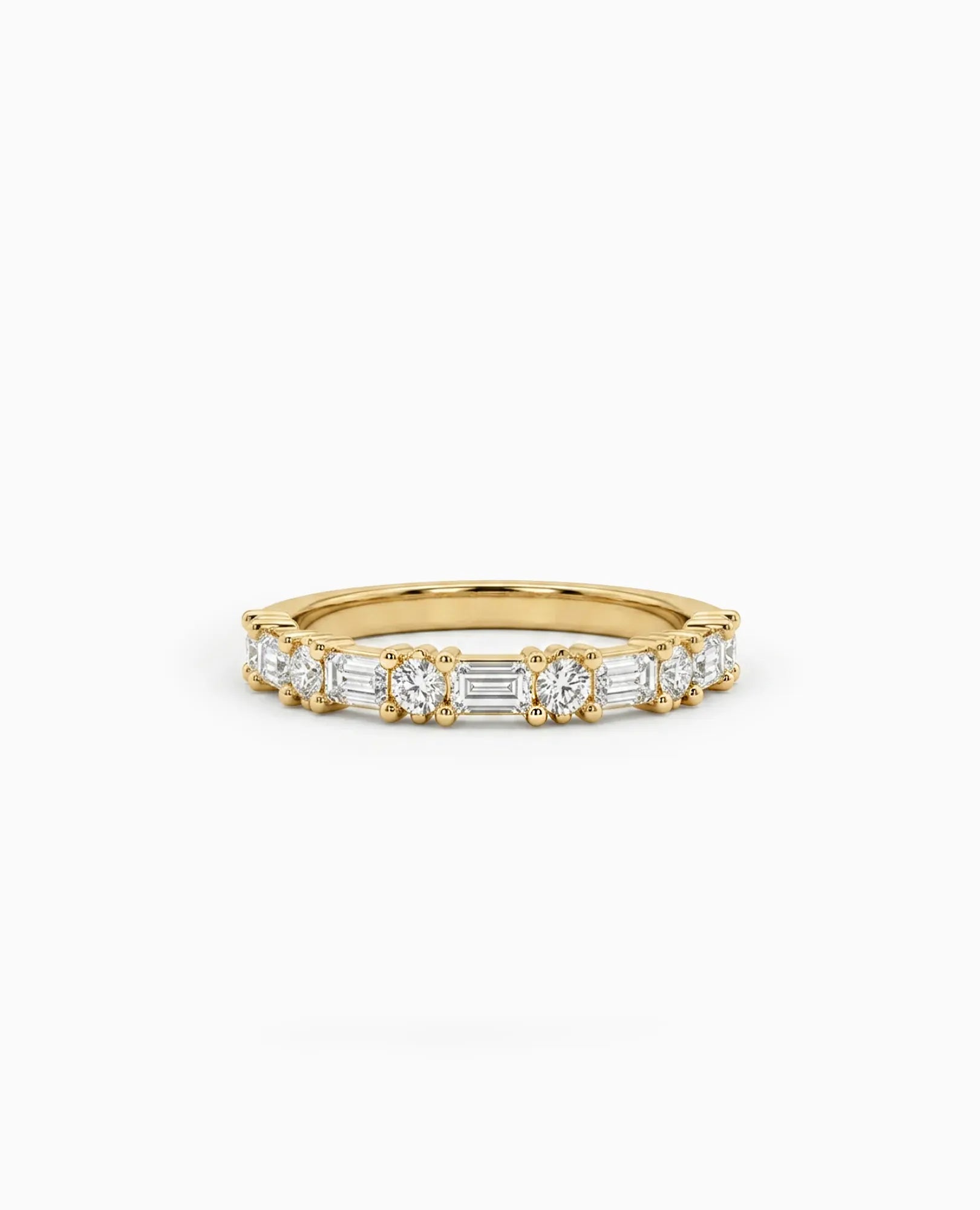 Diamond Band 1.00 Carat TW Lab-grown Emerald Cut and RB Diamonds | 14kt Yellow Gold