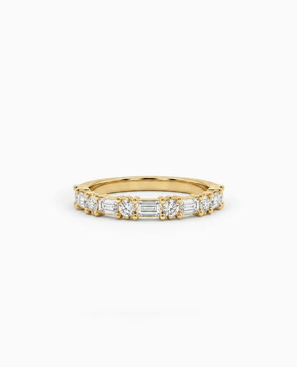 Diamond Band 1.00 Carat TW Lab-grown Emerald Cut and RB Diamonds | 14kt Yellow Gold