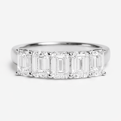 Diamond Band 2.00 Carat TW Lab-grown Emerald Cut Diamonds | 10kt White Gold
