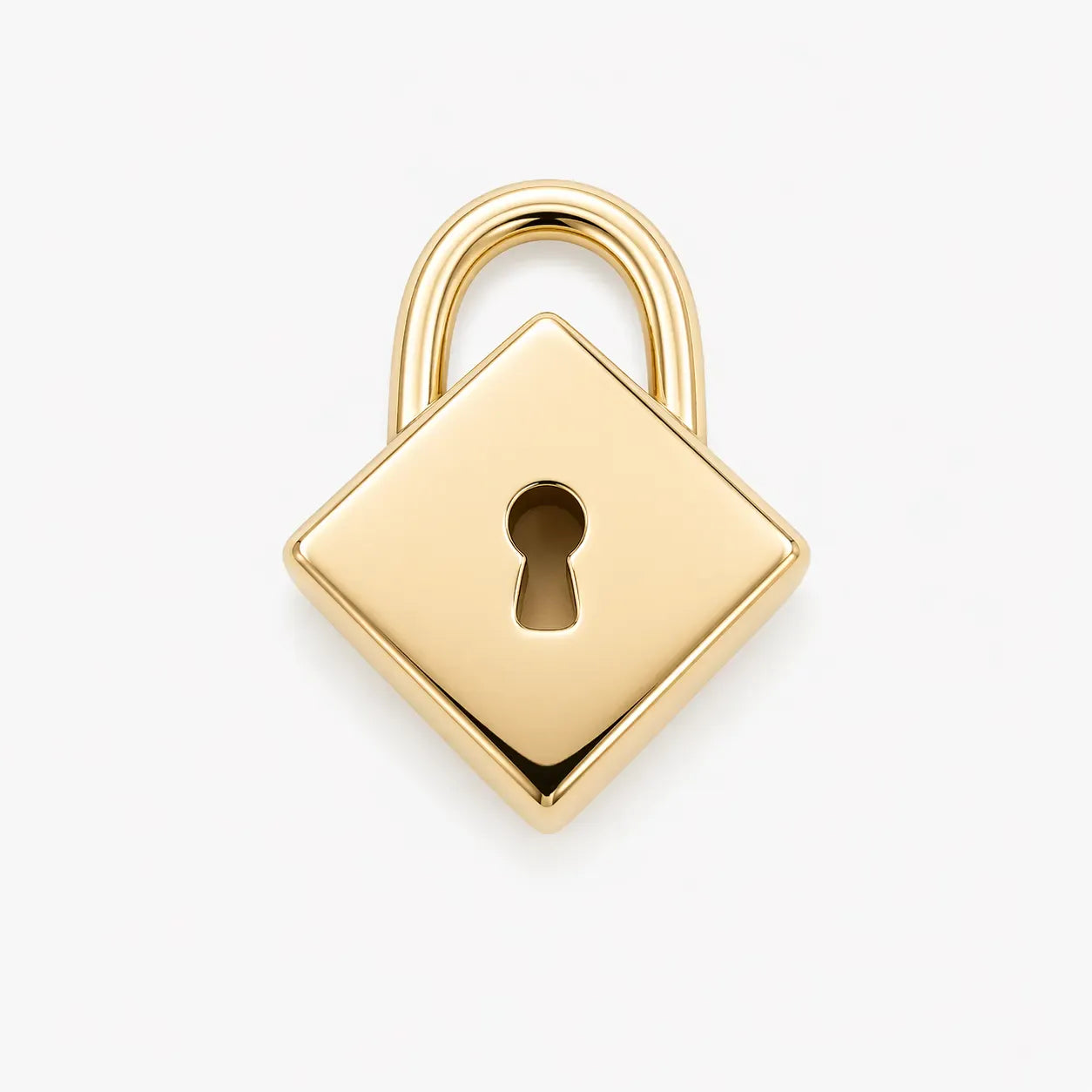 Diamond Shape Lock Pendant | 10kt Yellow Gold