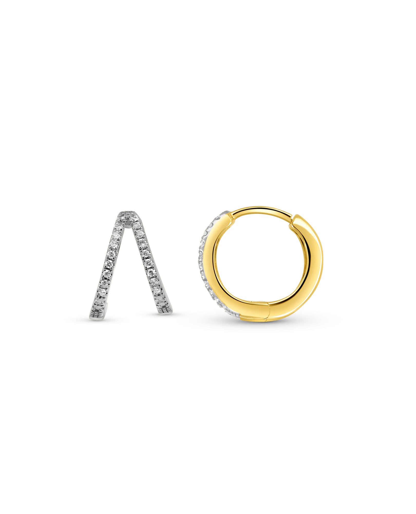 Double Row Hoop Earrings .15 Carat TW Diamonds | 10kt Gold