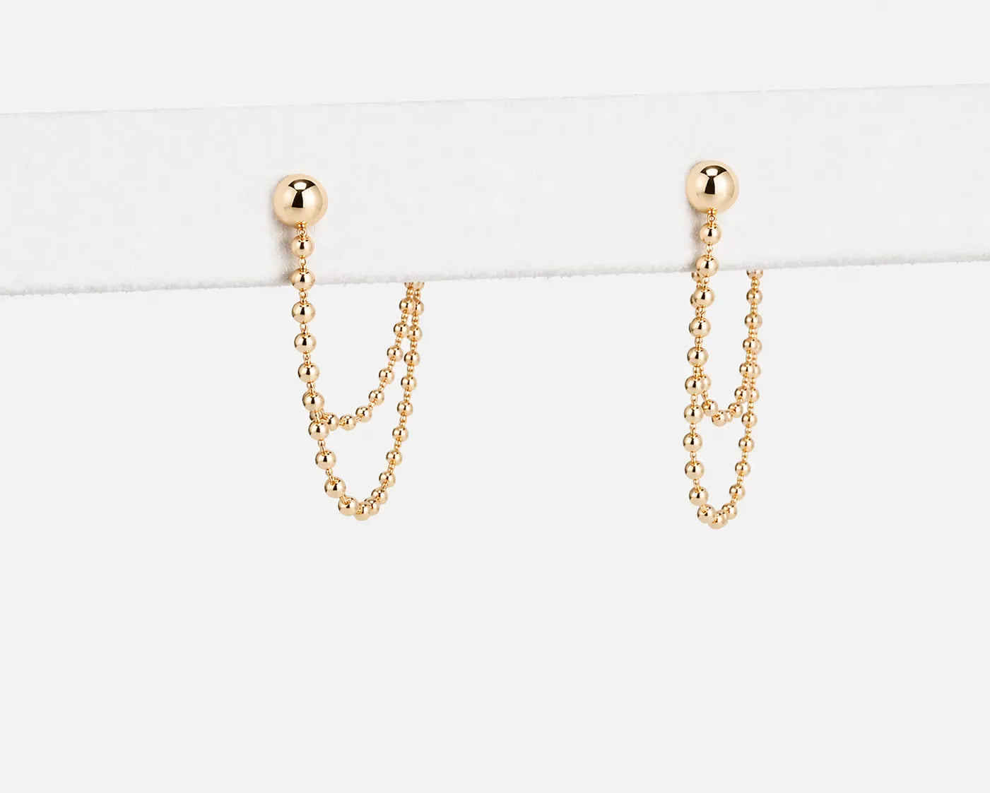 Draped Double Bead Front to Back Earrings | 10kt Yellow Gold
