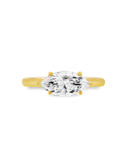 East-West Engagement Ring 2.00 Carat TW Lab-grown Marquise Diamond | 14kt Yellow Gold