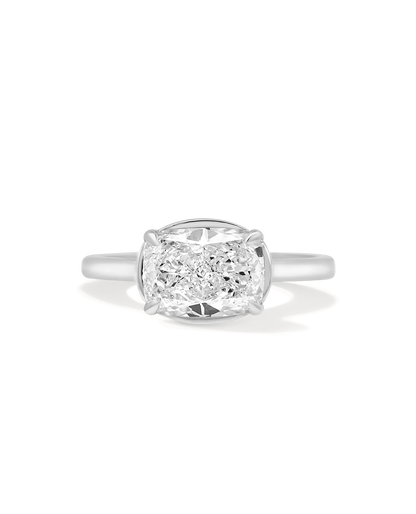 East West Engagement Ring 2.50 Carat Lab-grown Elongated Cushion Diamond | 14kt White Gold