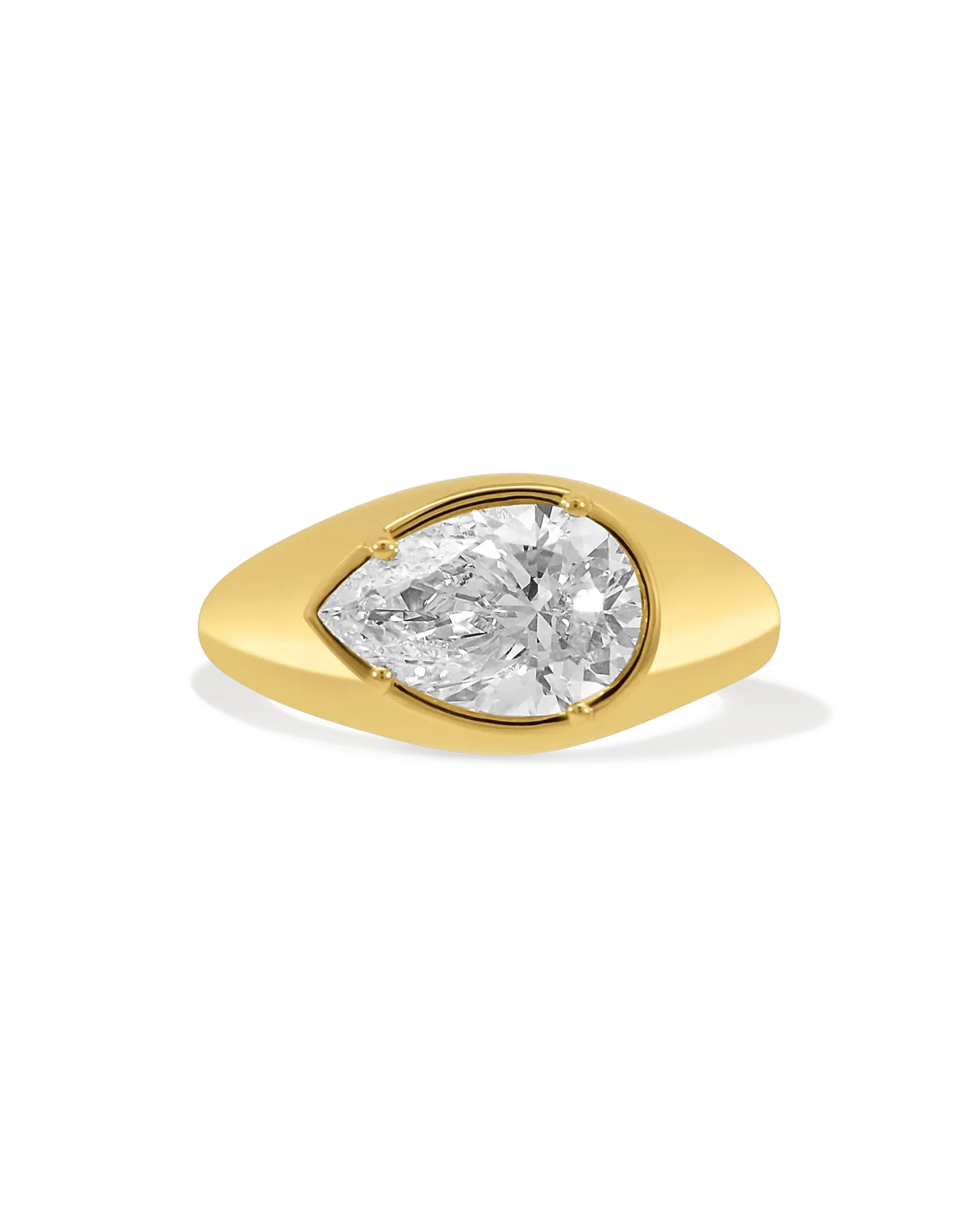 East-West Engagement Ring 2.50 Carat Lab-grown Pear Diamond | 14kt Yellow Gold