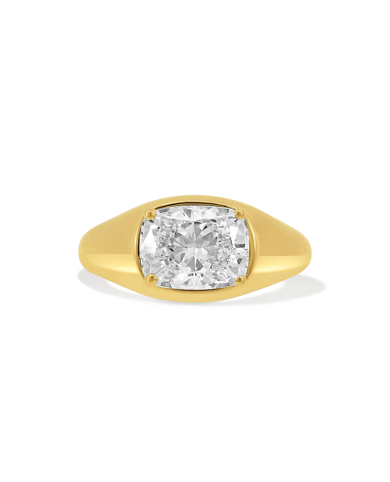 East-West Engagement Ring 2.50 Carat TW Lab-grown Elongated Cushion Diamond | 14kt Yellow Gold