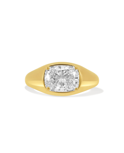 East-West Engagement Ring 2.50 Carat TW Lab-grown Elongated Cushion Diamond | 14kt Yellow Gold