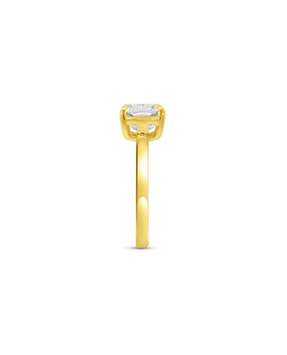 East West Engagement Ring 3.00 Carat Lab-grown Elongated Cushion Diamond | 14kt Yellow Gold