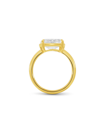 East West Engagement Ring 3.00 Carat Lab-grown Elongated Cushion Diamond | 14kt Yellow Gold
