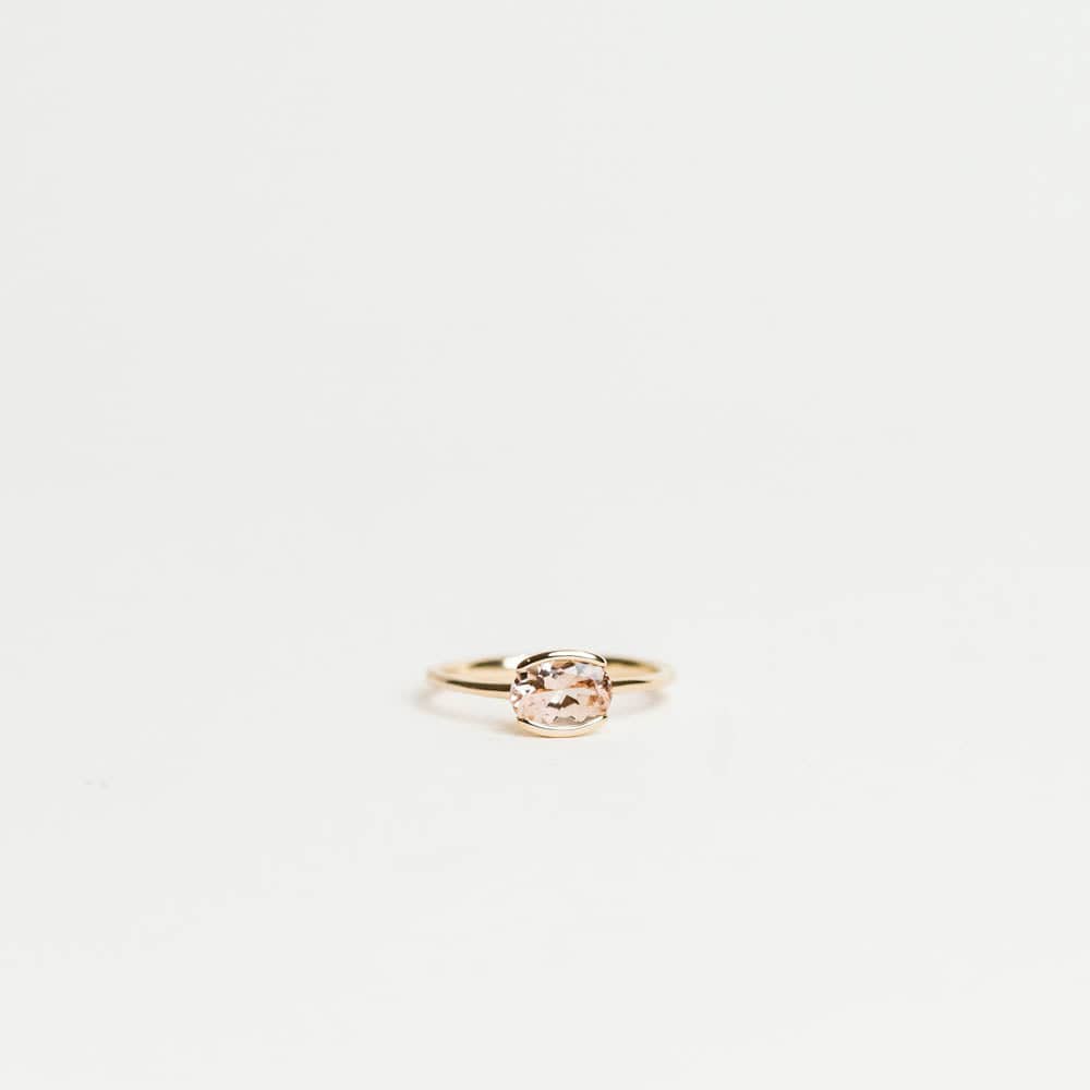 East/West Oval Morganite Ring - 14KT Yellow Gold