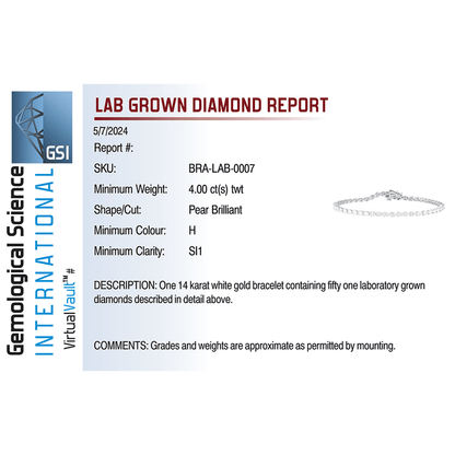 East-West Tennis Bracelet 4.00 Carat TW Lab-Grown Diamond | 14kt White Gold