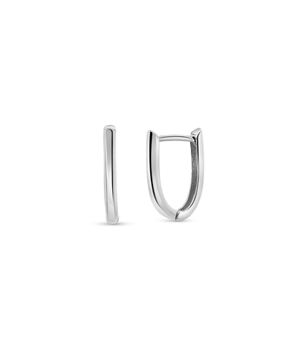 Elongated Huggie Hoop Earrings | 10kt White Gold