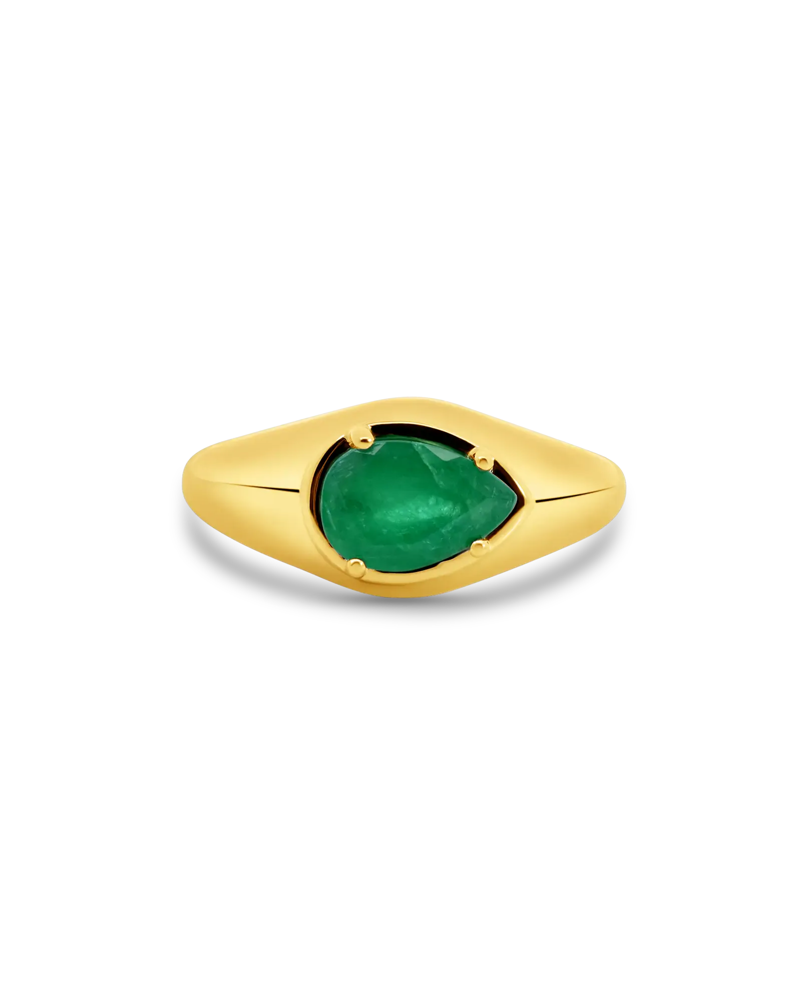 Emerald Pear Shape Ring | 14kt Yellow Gold