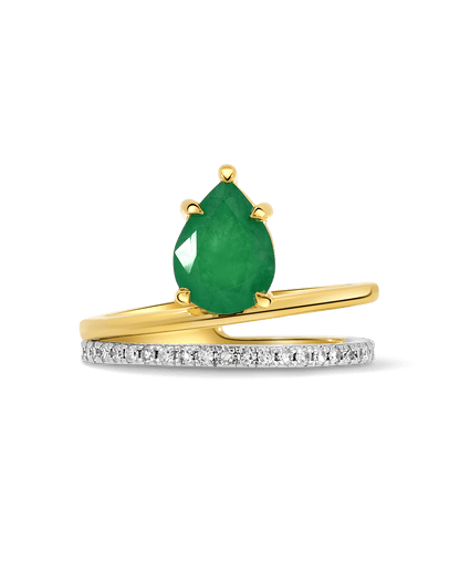 Emerald Ring & .20 Carat TW Diamond | 14kt Yellow Gold