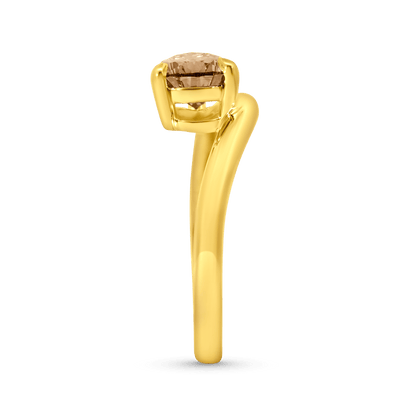 Engagement Ring 1.45 Carat TW Lab-grown Pear Champagne Diamond | 14kt Yellow Gold
