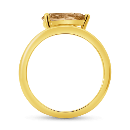 Engagement Ring 1.45 Carat TW Lab-grown Pear Champagne Diamond | 14kt Yellow Gold