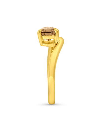 Engagement Ring 1.45 Carat TW Lab-grown Pear Champagne Diamond | 14kt Yellow Gold