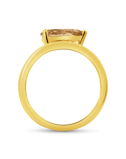 Engagement Ring 1.45 Carat TW Lab-grown Pear Champagne Diamond | 14kt Yellow Gold