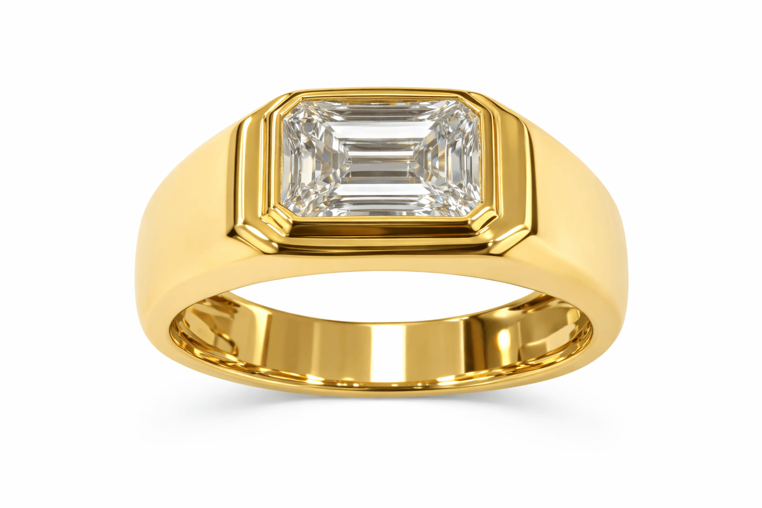Engagement Ring 2.00 Carat TW Lab-grown Emerald Cut Diamond | 14kt Yellow Gold