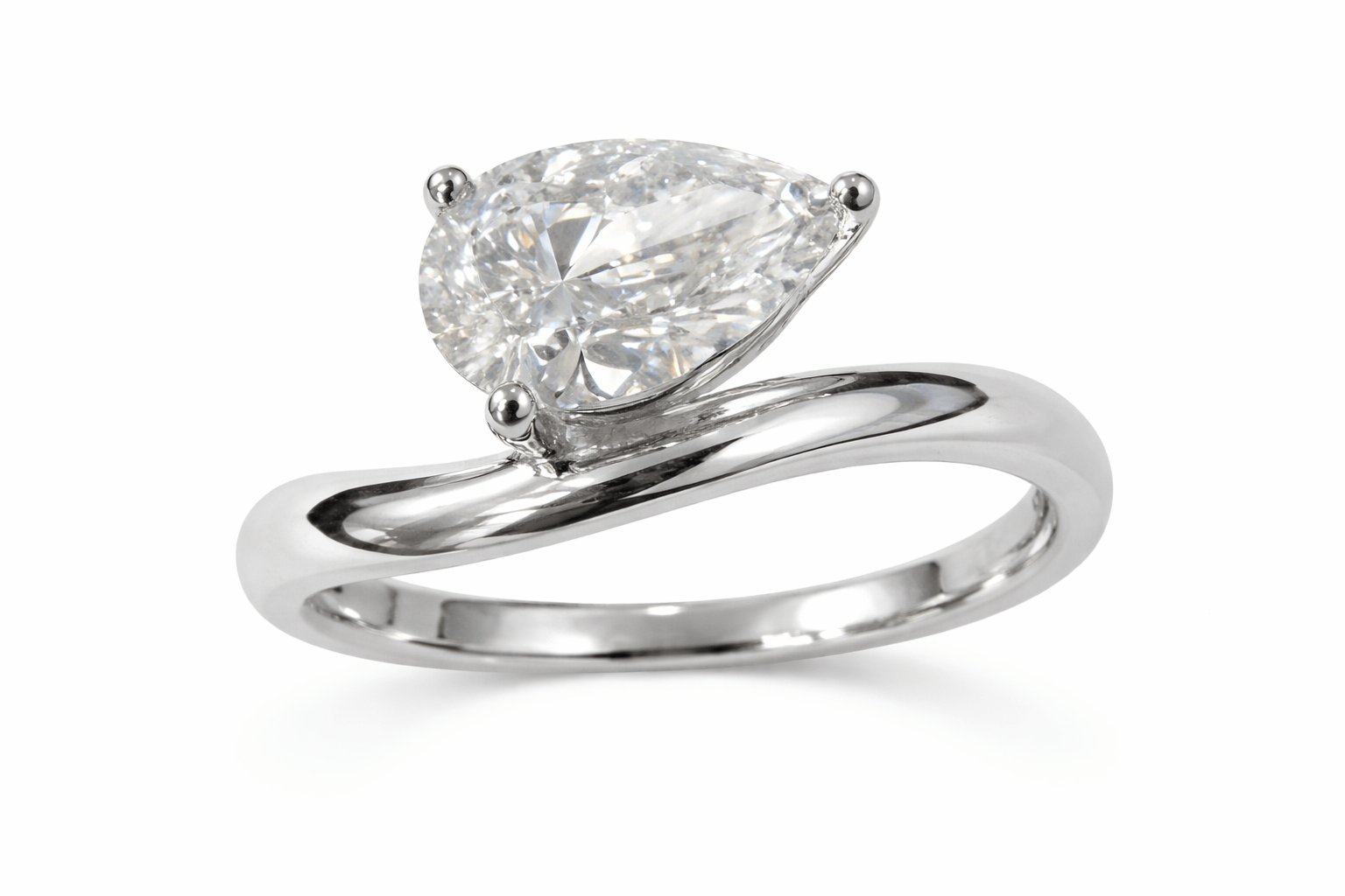 Engagement Ring 2.00 Carat TW Pear Shape Lab-grown Diamond | 14kt White Gold